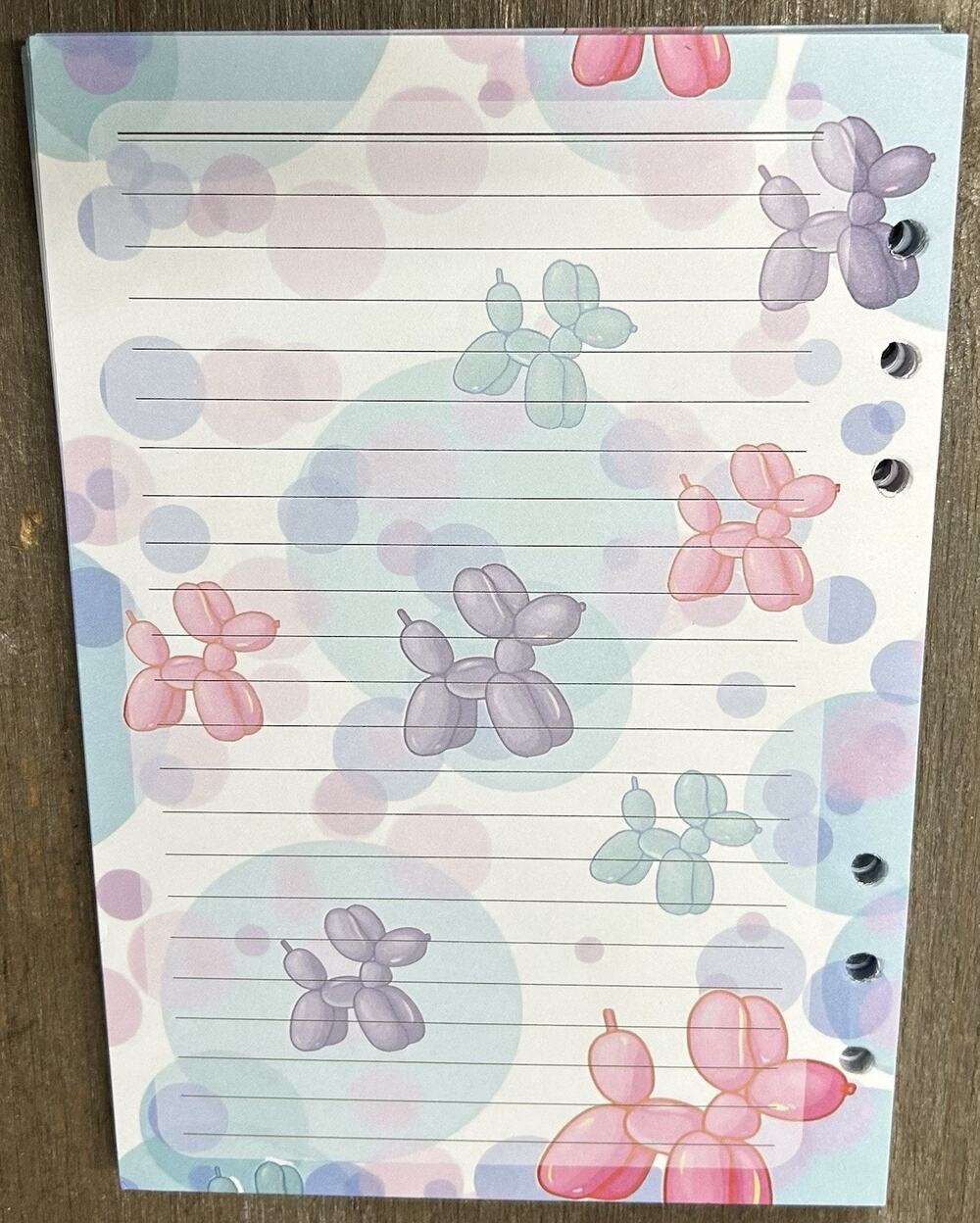 Balloon Dog Size A5 Refill Paper (50 Sheets)